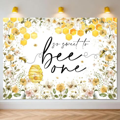 زخارف حفلة عيد ميلاد Avezano Bee So Sweet to Bee One خلفية عيد ميلاد واحدة للأطفال حلوة ذات موضوع واحد لعيد الميلاد ولافتات طاولة الكعك (7 × 5 أقدام) in Saudi Arabia