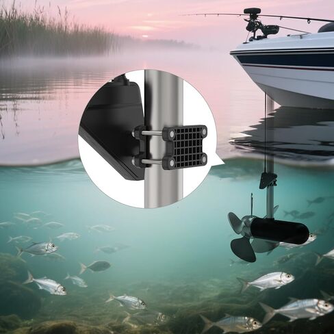 حامل عمود محول الطاقة متوافق مع مستشعر Lowrance Eagle Eye 9 - مشبك تثبيت Fisher Finder قابل للتعديل لقضبان مختلفة، سهل التركيب قوي ومتين (أسود) in Saudi Arabia