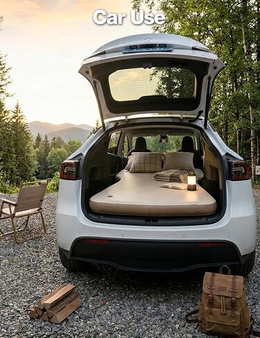 Tesla Model Y Air Mattress, 4" Thick Car Camping Mattress for SUV, Portable Inflatable Sleeping Pad with Pump & Storage Bag, Waterproof Drop Stitch PVC Car Bed for Travel Road Trip Outdoor in Kuwait