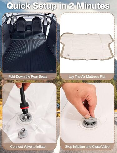 Tesla Model Y Air Mattress, 4" Thick Car Camping Mattress for SUV, Portable Inflatable Sleeping Pad with Pump & Storage Bag, Waterproof Drop Stitch PVC Car Bed for Travel Road Trip Outdoor in Kuwait