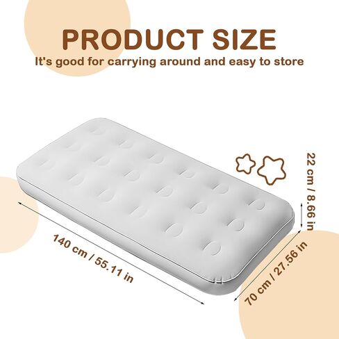 2 Pack Kids Air Mattress Inflatable Toddler Beds Comfort Flocked Blow up Mattress,Foldable Portable Airbed for Sleepover Home Travel Camping Party - 55 x 27.6X 8.7 Inch,Grey in Saudi Arabia