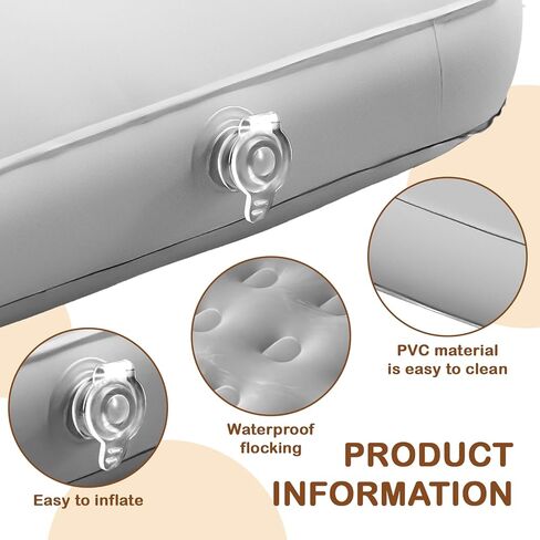 2 Pack Kids Air Mattress Inflatable Toddler Beds Comfort Flocked Blow up Mattress,Foldable Portable Airbed for Sleepover Home Travel Camping Party - 55 x 27.6X 8.7 Inch,Grey in Saudi Arabia