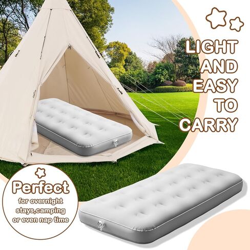 2 Pack Kids Air Mattress Inflatable Toddler Beds Comfort Flocked Blow up Mattress,Foldable Portable Airbed for Sleepover Home Travel Camping Party - 55 x 27.6X 8.7 Inch,Grey in Saudi Arabia