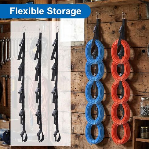 3 Pcs Extension Cord Organizer, Cord Storage Organizer Extension Cords Hanger with 5 Slots All in One Hanger Straps Garden Storage Straps for Cable Hose Rope String Lights Tool Management in Saudi Arabia
