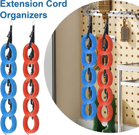 3 Pcs Extension Cord Organizer, Cord Storage Organizer Extension Cords Hanger with 5 Slots All in One Hanger Straps Garden Storage Straps for Cable Hose Rope String Lights Tool Management in Saudi Arabia