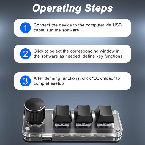 XMSJSIY Mini 3 Key Keypad Mechanical Keyboard One Handed Hot Key with 1 Knob DIY Programmable Macro Customized Program with RGB led for Office Gaming Media Supplies -1 PCS in Saudi Arabia