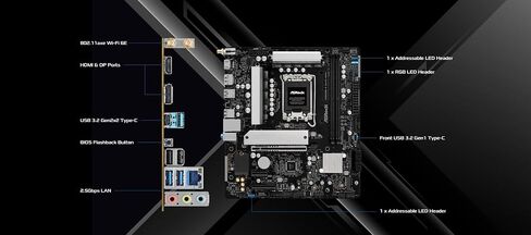 اللوحة الأم ASRock B860M-X Gen5 WiFi LGA1851 Micro-ATX، تدعم معالجات Intel Core Ultra Series 2، DDR5 9066+(OC)، PCIe 5.0 x16، WiFi 6E، 2.5G LAN in Saudi Arabia