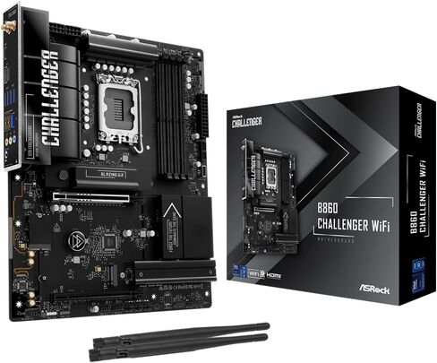 ASRock B860 Challenger WiFi ATX Motherboard, Supports Intel Core Ultra Processors (Series 2, LGA1851), DDR5 8666+ (OC), PCIe 5.0, WiFi 7, 2.5G LAN, Dr.MOS in Saudi Arabia
