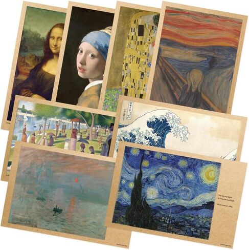 Quarterhouse Famous Paintings in History Poster Set, Art Classroom Learning Materials for K-12 Students and Teachers, Set of 9, 12 x 18 Inches, Extra Durable in Saudi Arabia
