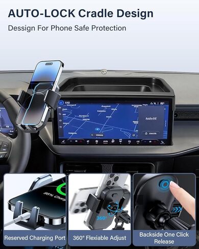 حامل هاتف السيارة PZK لـ 2025 2026 Maverick/Hybrid(XL/XLT/Lobo/Lariat/Tremor) صندوق تخزين لوحة القيادة بقفل تلقائي خلف حامل هاتف السيارة بشاشة 13.2 بوصة مع قضيب تمديد دوار 360 درجة in Kuwait