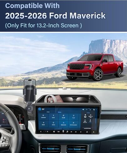 حامل هاتف السيارة PZK لـ 2025 2026 Maverick/Hybrid(XL/XLT/Lobo/Lariat/Tremor) صندوق تخزين لوحة القيادة بقفل تلقائي خلف حامل هاتف السيارة بشاشة 13.2 بوصة مع قضيب تمديد دوار 360 درجة in Kuwait