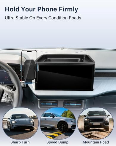 حامل هاتف السيارة PZK لـ 2025 2026 Maverick/Hybrid(XL/XLT/Lobo/Lariat/Tremor) صندوق تخزين لوحة القيادة بقفل تلقائي خلف حامل هاتف السيارة بشاشة 13.2 بوصة مع قضيب تمديد دوار 360 درجة in Kuwait