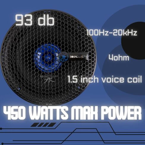 Soundstream SPM.654T - مكبر صوت للسيارة متوسط ​​المدى مقاس 6.5 بوصة | مكبرات صوت SPL عالية الأداء للصوت العالي | سماعات باب السيارة بقدرة 450 واط بحد أقصى 6.5 بوصة مع مكبر صوت فائق وسلة فولاذية - زوج in Saudi Arabia