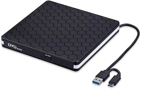 External CD DVD Drive for Laptop, USB 3.0 Type-C Ultra Slim 13mm DVD Player Portable CD DVD +/-RW Drive CD Burner Reader Writer Recorder for Desktop PC Windows 11/10/8/7 Linux Mac OS in Saudi Arabia