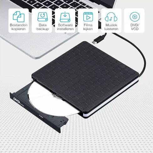 External CD DVD Drive for Laptop, USB 3.0 Type-C Ultra Slim 13mm DVD Player Portable CD DVD +/-RW Drive CD Burner Reader Writer Recorder for Desktop PC Windows 11/10/8/7 Linux Mac OS in Saudi Arabia