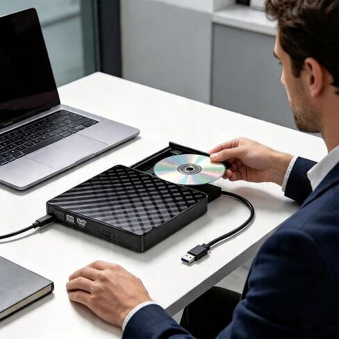 Portable External CD/DVD Drive for PC, Wide System Compatibility, USB 3.0 Interface, Multifunctional CD/DVD Burner and Player in Saudi Arabia