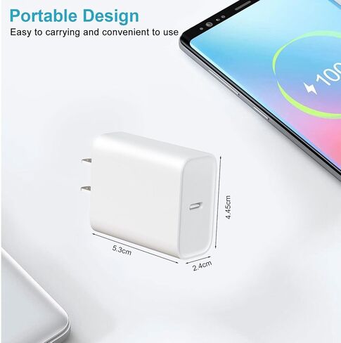 كتلة شاحن USB C شحن سريع، محول شاحن، 4 قطع شاحن حائط من النوع C مع كابل شحن سريع 6FT لهاتف iPhone 17/17 Plus/17 Pro Max/16/16 Pro Max/16 Plus/15 Pro Max/لجهاز iPad Pro in Kuwait