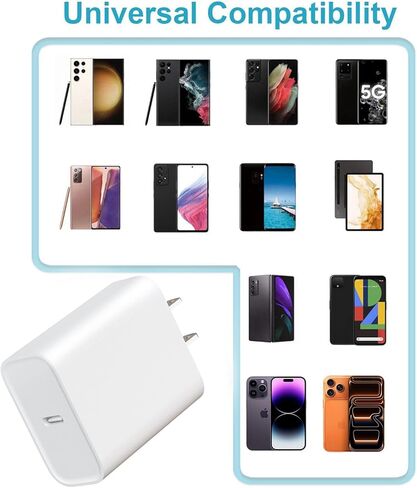 كتلة شاحن USB C شحن سريع، محول شاحن، 4 قطع شاحن حائط من النوع C مع كابل شحن سريع 6FT لهاتف iPhone 17/17 Plus/17 Pro Max/16/16 Pro Max/16 Plus/15 Pro Max/لجهاز iPad Pro in Kuwait