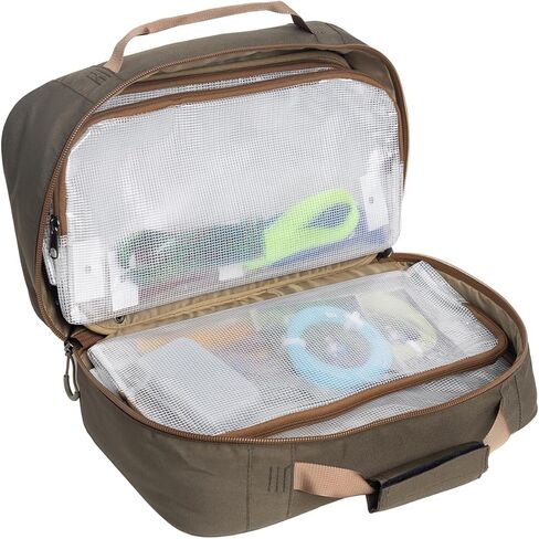 حقيبة سفر Raprance Professional Fly Tying، 4 جيوب شفافة وعلبة تخزين مبطنة للأدوات، مجموعة أدوات، مواد (زيتوني بني) in Kuwait