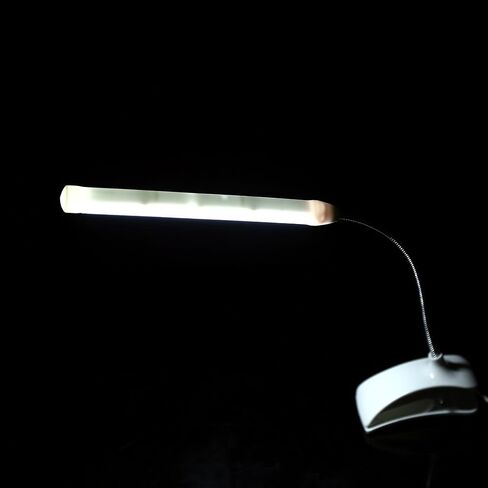 مصباح LED للكتب، مصباح بمشبك/حامل قابل لإعادة الشحن عبر USB مع رقبة مرنة للقراءة والاستخدام المكتبي وجانب السرير، أبيض (أبيض) in Kuwait
