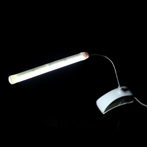 مصباح LED للكتب، مصباح بمشبك/حامل قابل لإعادة الشحن عبر USB مع رقبة مرنة للقراءة والاستخدام المكتبي وجانب السرير، أبيض (أبيض) in Kuwait