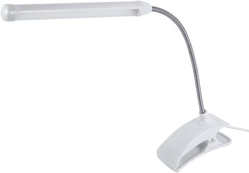 مصباح LED للكتب، مصباح بمشبك/حامل قابل لإعادة الشحن عبر USB مع رقبة مرنة للقراءة والاستخدام المكتبي وجانب السرير، أبيض (أبيض) in Kuwait