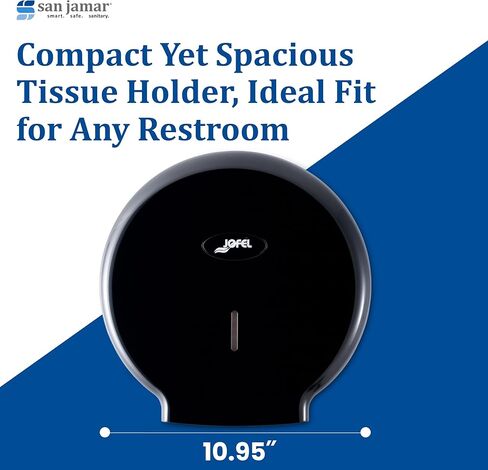 San Jamar Jofel Valor Plastic Tissue Dispenser, Toilet Paper Holder, Tissue Holder with Key Lock for Bathroom, Commercial, Office, Restaurants, Hospitals, Schools, 10 Inches, Black in Kuwait