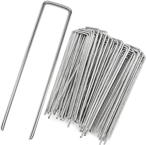 Landscape Staples, 8" Heavy-Duty Garden Stakes, U-Shaped Galvanized Securing Weed Fabric Landscape Fabric Netting Ground Sheets and Camping Tent 50 Pack in Saudi Arabia