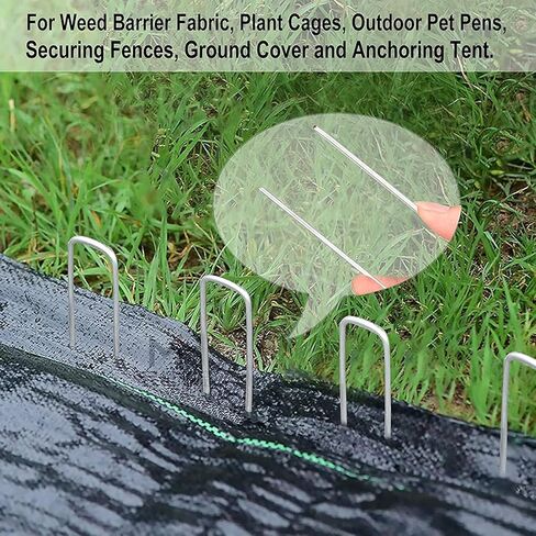 Landscape Staples, 8" Heavy-Duty Garden Stakes, U-Shaped Galvanized Securing Weed Fabric Landscape Fabric Netting Ground Sheets and Camping Tent 50 Pack in Saudi Arabia