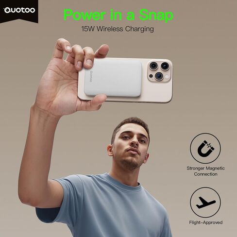 Ouotoo جديد لشاحن محمول Magsafe، بنك طاقة بقدرة 5000 مللي أمبير في الساعة مع نوع C 20 وات PD للشحن السريع، خفيف الوزن ونحيف، شاشة LED لحزمة بطارية Magsafe لهاتف iPhone 17/16/15/14/13/12 جميع السلاسل in Saudi Arabia