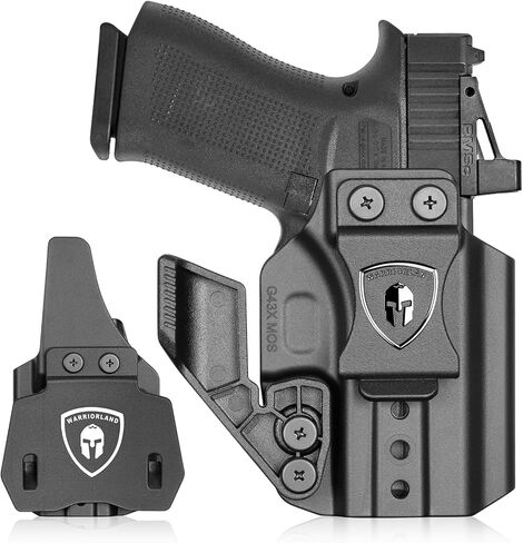 حافظة WARRIORLAND IWB & OWB، متوافقة مع Glock 43 / 43X / 43X MOS (بدون ضوء/ليزر)، جاهزة للبصريات، Adj. الاحتفاظ وعدم التمكن، مخلب إخفاء قابل للإزالة، مجداف ومشبك حزام 1.5 بوصة متضمن، اليد اليمنى in Saudi Arabia