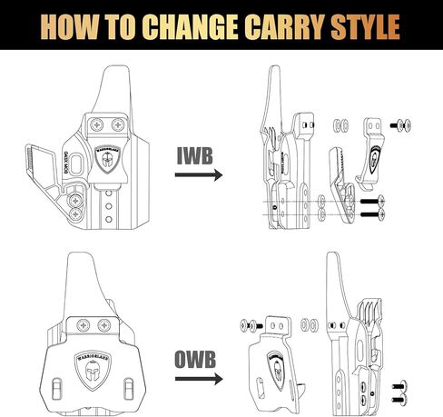 حافظة WARRIORLAND IWB & OWB، متوافقة مع Glock 43 / 43X / 43X MOS (بدون ضوء/ليزر)، جاهزة للبصريات، Adj. الاحتفاظ وعدم التمكن، مخلب إخفاء قابل للإزالة، مجداف ومشبك حزام 1.5 بوصة متضمن، اليد اليمنى in Saudi Arabia