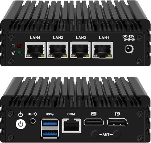 جدار الحماية Mini PC J3710 رباعي النواة، 4 x i225V 2.5GbE LAN بدون مروحة OPNsense، 8 جيجا رام 128 جيجا SSD، أجهزة كمبيوتر راوتر مايكرو، AES-NI، شاشة HD + DP مزدوجة، وحدة تحكم، 2USB3.0، SPK/MIC in Kuwait