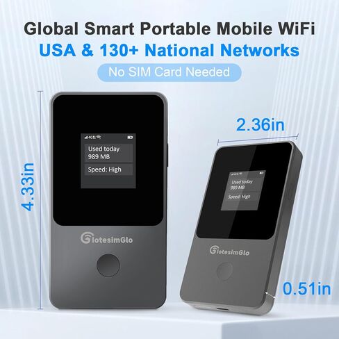 Mobile Hotspot Portable WiFi Hotspot for Travel & Business, 4G LTE Hotspot USA &130+ Countries, No SIM Card Needed, 12h Life, Pocket WiFi Free 15GB US Data, Connect Up to 8 Devices in Saudi Arabia