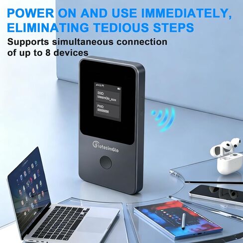 Mobile Hotspot Portable WiFi Hotspot for Travel & Business, 4G LTE Hotspot USA &130+ Countries, No SIM Card Needed, 12h Life, Pocket WiFi Free 15GB US Data, Connect Up to 8 Devices in Saudi Arabia
