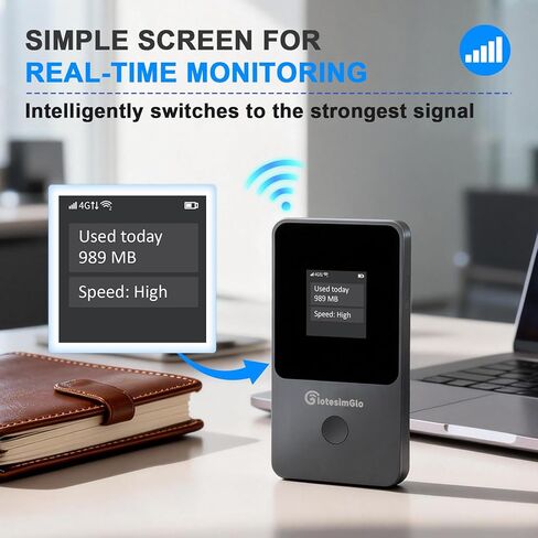 Mobile Hotspot Portable WiFi Hotspot for Travel & Business, 4G LTE Hotspot USA &130+ Countries, No SIM Card Needed, 12h Life, Pocket WiFi Free 15GB US Data, Connect Up to 8 Devices in Saudi Arabia