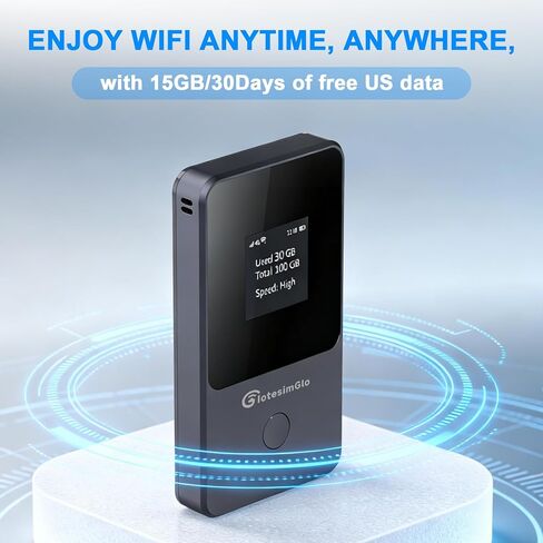 Mobile Hotspot Portable WiFi Hotspot for Travel & Business, 4G LTE Hotspot USA &130+ Countries, No SIM Card Needed, 12h Life, Pocket WiFi Free 15GB US Data, Connect Up to 8 Devices in Saudi Arabia