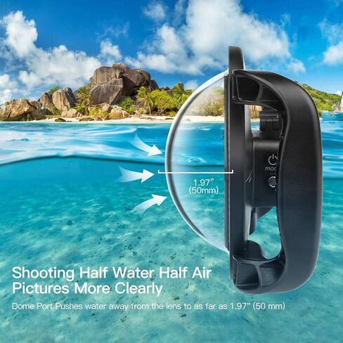 منفذ قبة متوافق مع Gopro Hero 13/12/11/10/9 أسود، عدسة قبة مزدوجة محمولة مدمجة 30 متر/98 قدم، حافظة مقاومة للماء مزودة بزر تشغيل in Kuwait