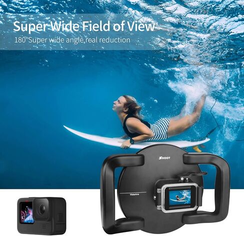 منفذ قبة متوافق مع Gopro Hero 13/12/11/10/9 أسود، عدسة قبة مزدوجة محمولة مدمجة 30 متر/98 قدم، حافظة مقاومة للماء مزودة بزر تشغيل in Kuwait