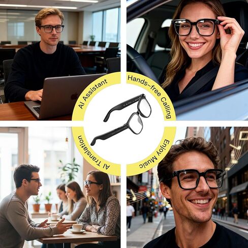 AI Smart Glasses with Camera – 1080P HD Video & Audio, Real-Time Translation, ChatGPT Assistant, Bluetooth Smart Sunglasses with Noise Reduction, Prescription Lenses Compatible in Saudi Arabia