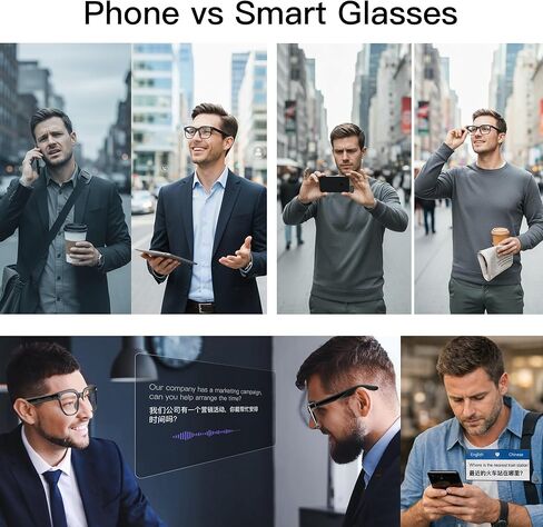 AI Smart Glasses with Camera – 1080P HD Video & Audio, Real-Time Translation, ChatGPT Assistant, Bluetooth Smart Sunglasses with Noise Reduction, Prescription Lenses Compatible in Saudi Arabia