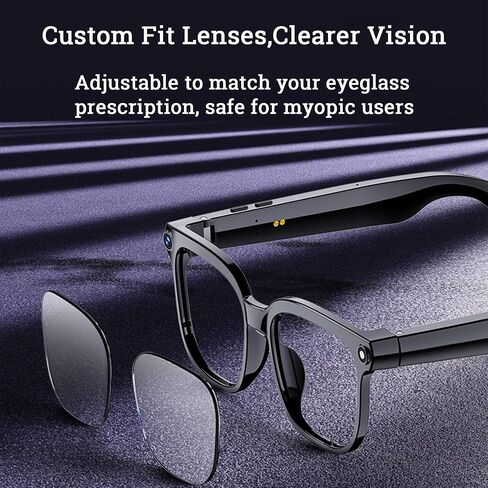AI Smart Glasses with Camera – 1080P HD Video & Audio, Real-Time Translation, ChatGPT Assistant, Bluetooth Smart Sunglasses with Noise Reduction, Prescription Lenses Compatible in Saudi Arabia