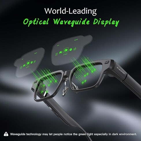 AiLens AI Glasses with 1200Nits Micro-OLED Dual Display, 37g Smart AR Glasses, AI Agent, Realtime Pop-up Message, Translation, Teleprompter for Speech, Music, Android & iOS in Saudi Arabia