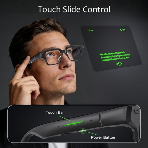 AiLens AI Glasses with 1200Nits Micro-OLED Dual Display, 37g Smart AR Glasses, AI Agent, Realtime Pop-up Message, Translation, Teleprompter for Speech, Music, Android & iOS in Saudi Arabia