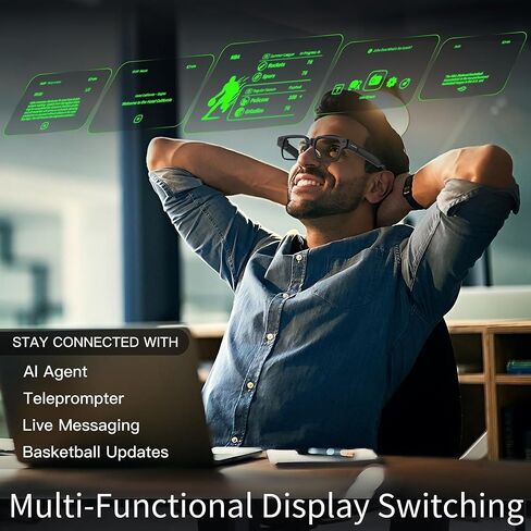 AiLens AI Glasses with 1200Nits Micro-OLED Dual Display, 37g Smart AR Glasses, AI Agent, Realtime Pop-up Message, Translation, Teleprompter for Speech, Music, Android & iOS in Saudi Arabia