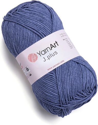 Yarn Art 1 Ball (Skein) YarnArt Jeans Plus Yarn, 55 Cotton 45 Polyacrylic, 100 g (3.5 oz), 160 m (174 yds), Yarn Weight: 4 : Worsted-Aran, Blue - 15 in Saudi Arabia