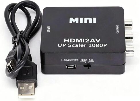 HDMI إلى RCA، محول HDMI إلى AV، محول صوت فيديو مركب 1080p 3RCA CVBs يدعم PAL/NTSC لعصا التلفزيون، Roku، Chromecast، Apple TV، الكمبيوتر المحمول، HDTV، PS3 STB، مشغل DVD مع كابل HDMI in Saudi Arabia