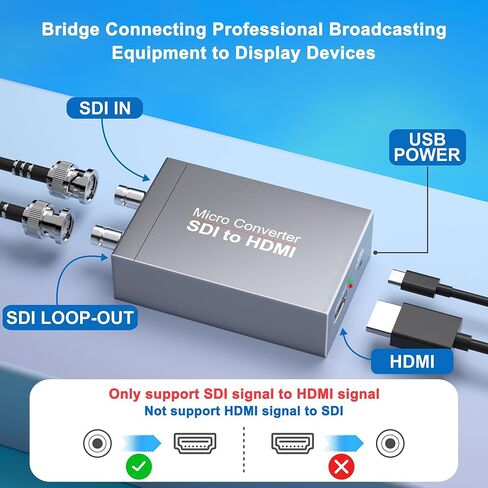 محول SDI إلى HDMI، يدعم 1080p HD/3G/SD-SDI إلى محول صوت فيديو HDMI لجهاز عرض شاشة الكاميرا، محول BNC إلى HDMI، مع SDIloopout in Kuwait
