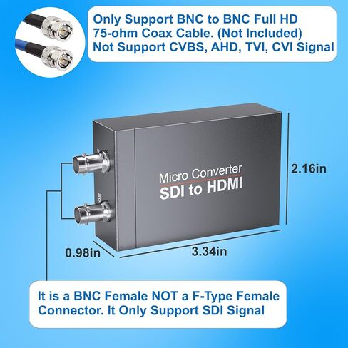 محول SDI إلى HDMI، يدعم 1080p HD/3G/SD-SDI إلى محول صوت فيديو HDMI لجهاز عرض شاشة الكاميرا، محول BNC إلى HDMI، مع SDIloopout in Kuwait