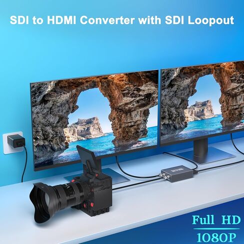 محول SDI إلى HDMI، يدعم 1080p HD/3G/SD-SDI إلى محول صوت فيديو HDMI لجهاز عرض شاشة الكاميرا، محول BNC إلى HDMI، مع SDIloopout in Kuwait